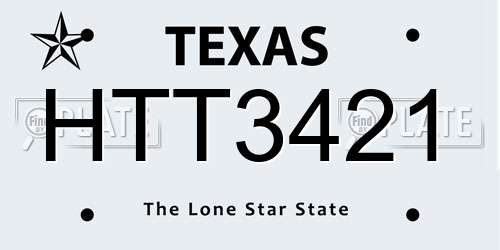 HTT3421 Texas License Plate