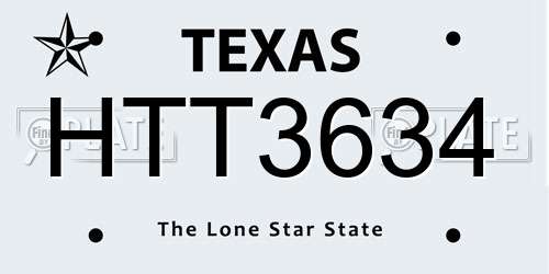 HTT3634 Texas License Plate