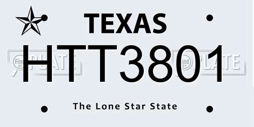 HTT3801 Texas License Plate