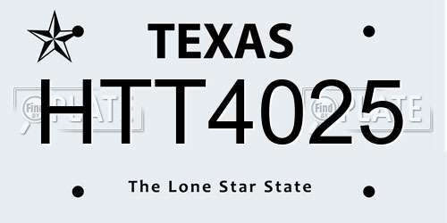 HTT4025 Texas License Plate