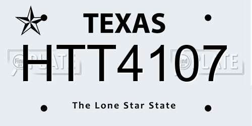 HTT4107 Texas License Plate