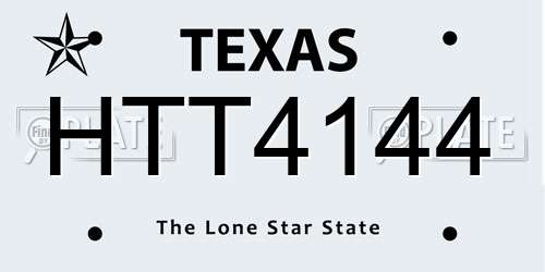 HTT4144 Texas License Plate