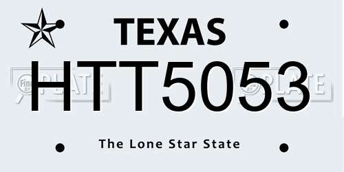 HTT5053 Texas License Plate