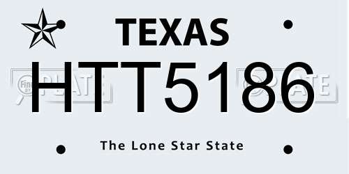 HTT5186 Texas License Plate