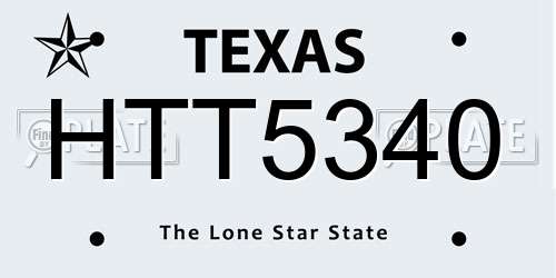 HTT5340 Texas License Plate