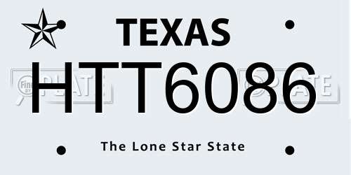 HTT6086 Texas License Plate