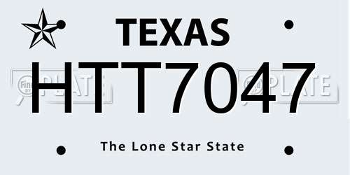 HTT7047 Texas License Plate