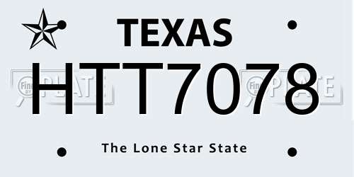 HTT7078 Texas License Plate