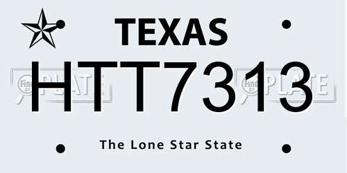 HTT7313 Texas License Plate