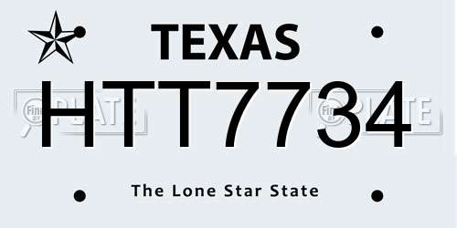 HTT7734 Texas License Plate