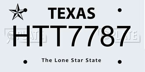 HTT7787 Texas License Plate