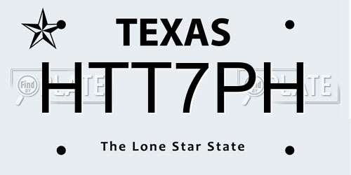 HTT7PH Texas License Plate