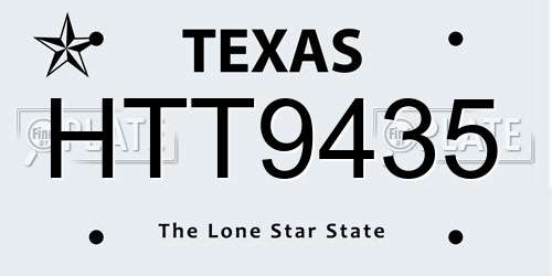 HTT9435 Texas License Plate