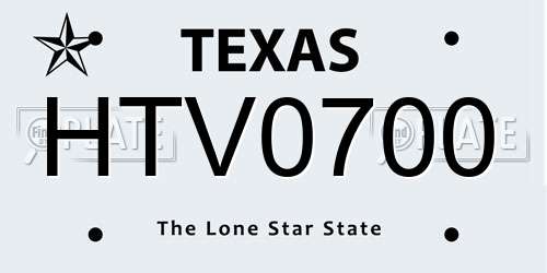 HTV0700 Texas License Plate
