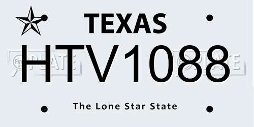 HTV1088 Texas License Plate