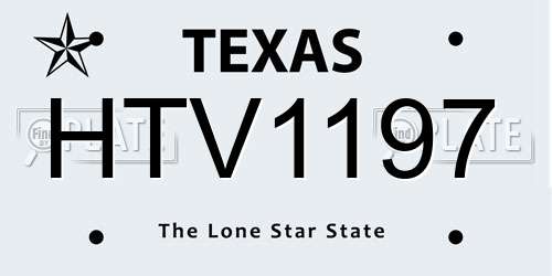 HTV1197 Texas License Plate