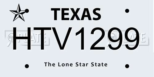 HTV1299 Texas License Plate