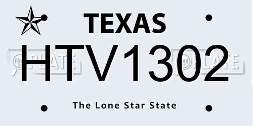 HTV1302 Texas License Plate