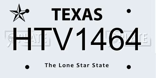 HTV1464 Texas License Plate