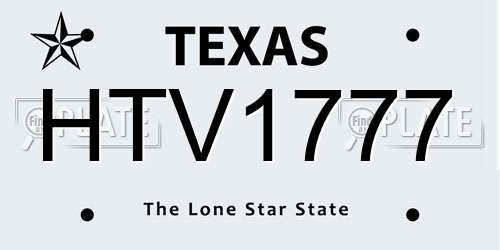 HTV1777 Texas License Plate