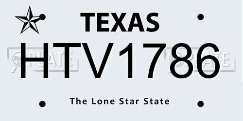 HTV1786 Texas License Plate