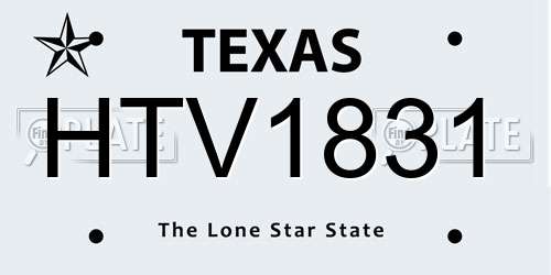 HTV1831 Texas License Plate