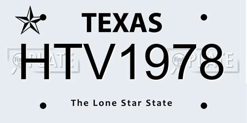 HTV1978 Texas License Plate