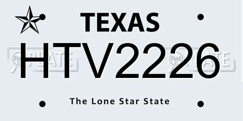 HTV2226 Texas License Plate