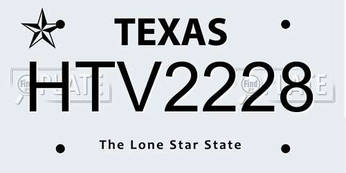 HTV2228 Texas License Plate