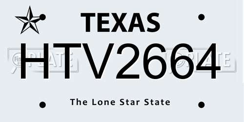 HTV2664 Texas License Plate