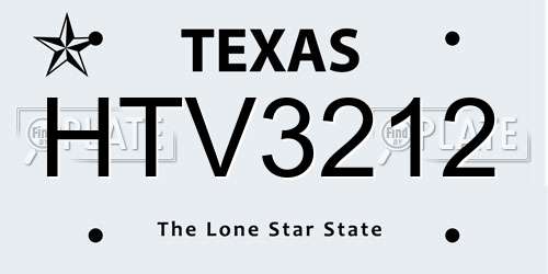 HTV3212 Texas License Plate