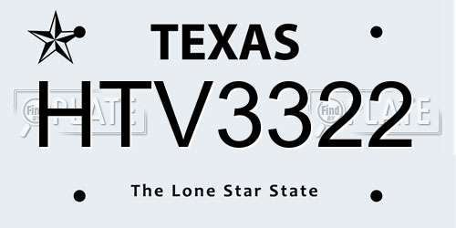 HTV3322 Texas License Plate