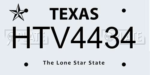 HTV4434 Texas License Plate