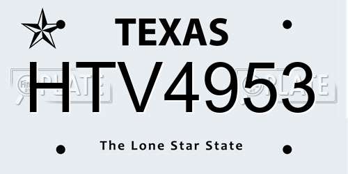 HTV4953 Texas License Plate