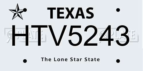 HTV5243 Texas License Plate