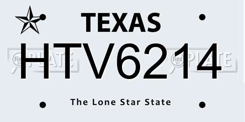 HTV6214 Texas License Plate