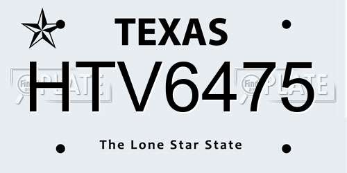 HTV6475 Texas License Plate