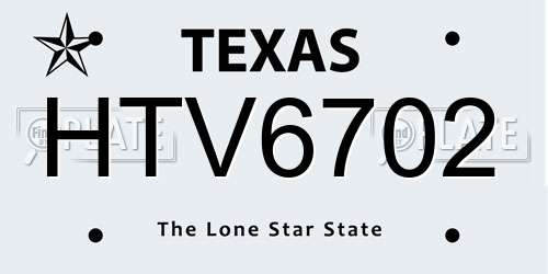 HTV6702 Texas License Plate