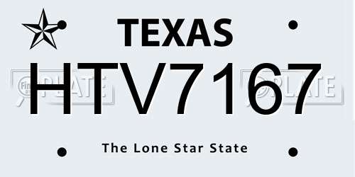 HTV7167 Texas License Plate
