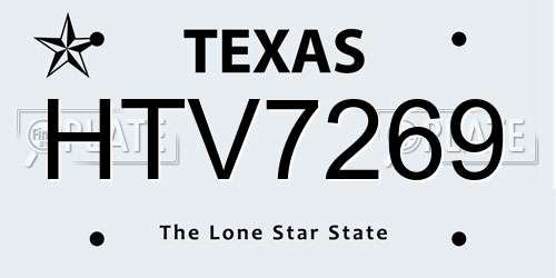 HTV7269 Texas License Plate