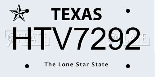 HTV7292 Texas License Plate