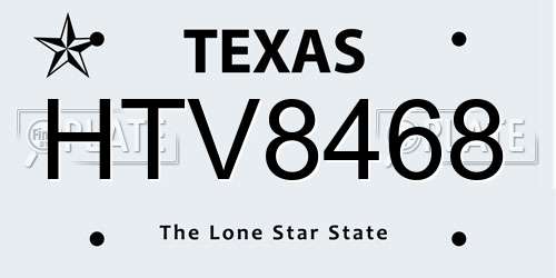 HTV8468 Texas License Plate