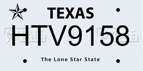 HTV9158 Texas License Plate
