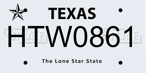 HTW0861 Texas License Plate