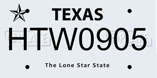 HTW0905 Texas License Plate