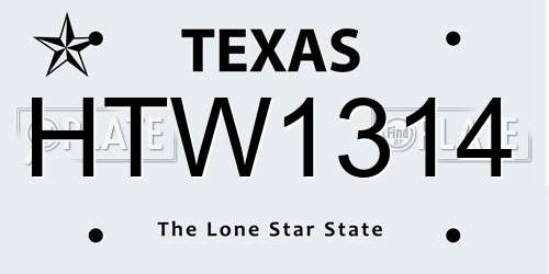 HTW1314 Texas License Plate