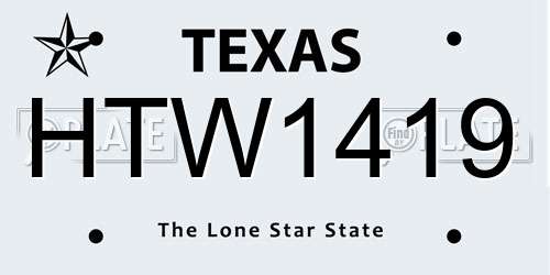 HTW1419 Texas License Plate