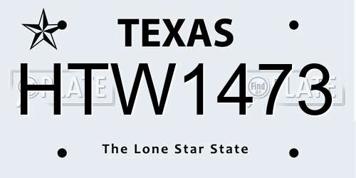 HTW1473 Texas License Plate