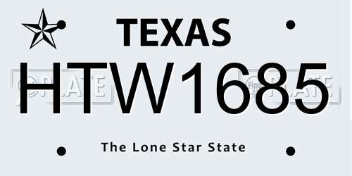 HTW1685 Texas License Plate