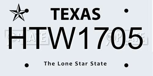 HTW1705 Texas License Plate